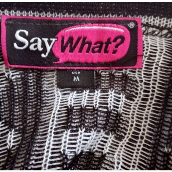 SAY WHAT? BLACK & WHITE GEOMETRIC PRINT CARDIGAN SZ.M EUC. - Picture 4 of 4